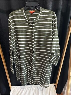 Joe Fresh Olive & White Striped Shirt